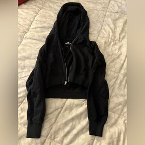 Black Cropped Hoodie by Hollister